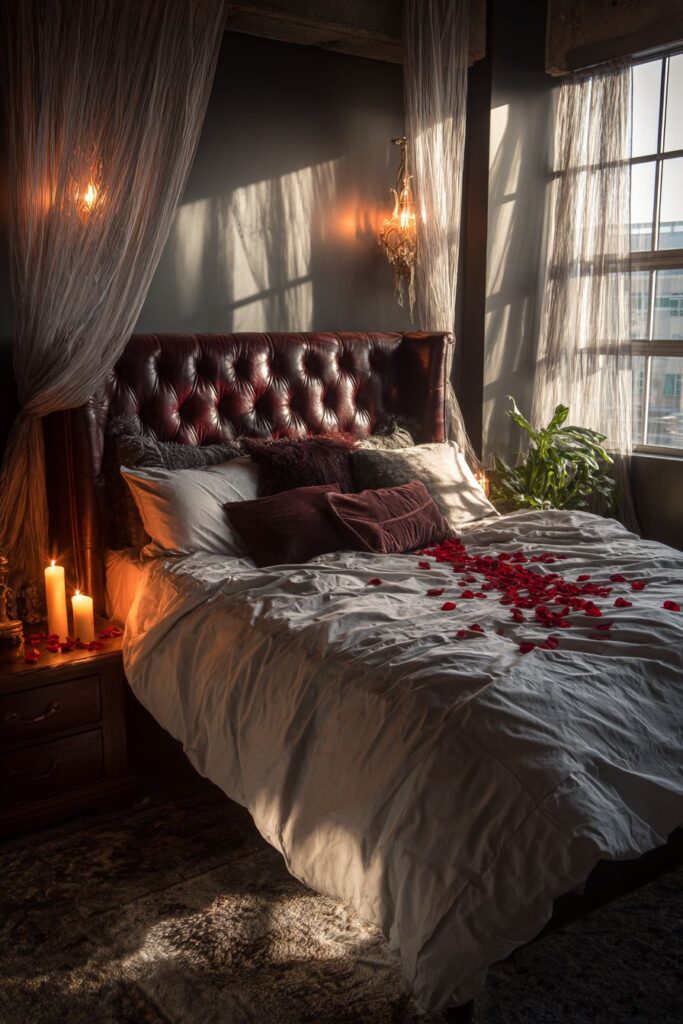 Velvet Burgundy Elegance with Candlelit Ambiance