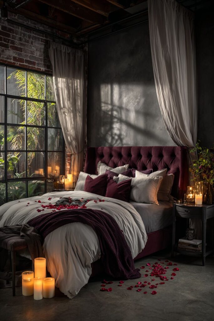 Velvet Burgundy Elegance with Candlelit Ambiance