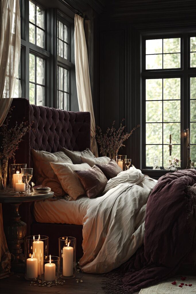 Velvet Burgundy Elegance with Candlelit Ambiance