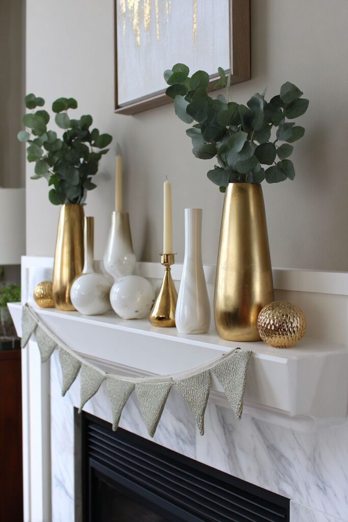 Sophisticated Metallic Mantelpiece Magic