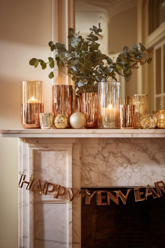 Sophisticated Metallic Mantelpiece Magic
