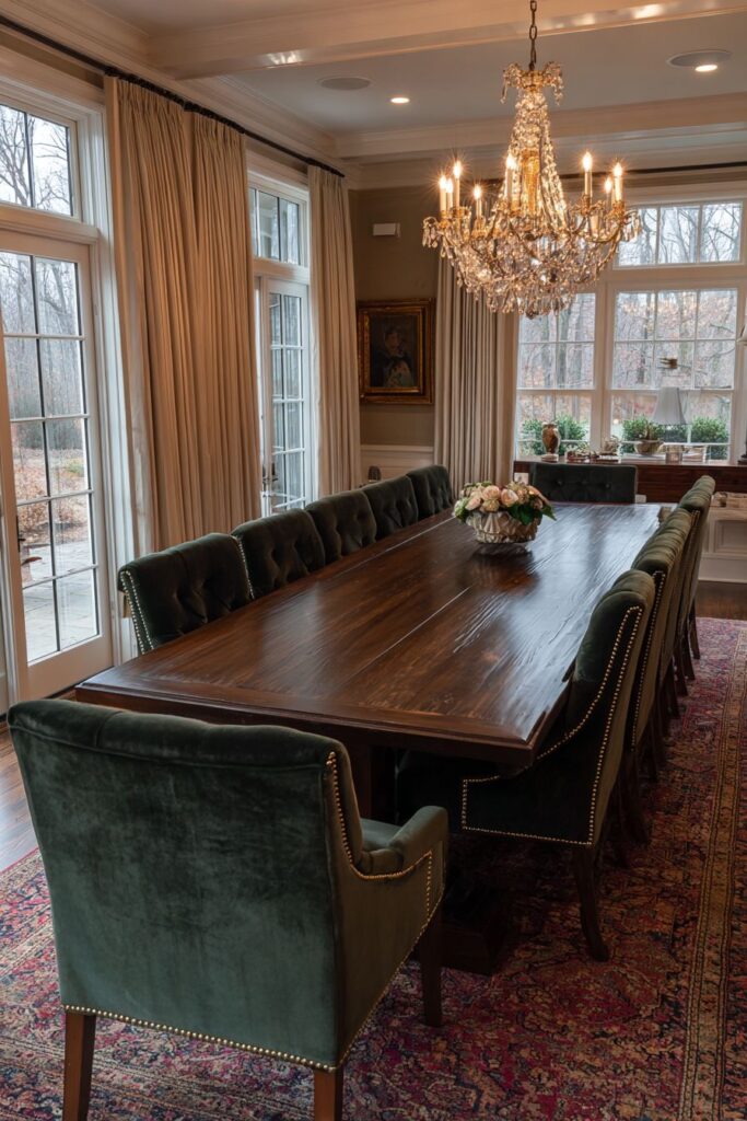 Rich Mahogany Elegance with Forest Green Accents