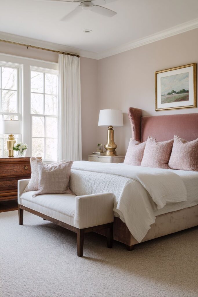 Soft Blush Elegance with Velvet Textures