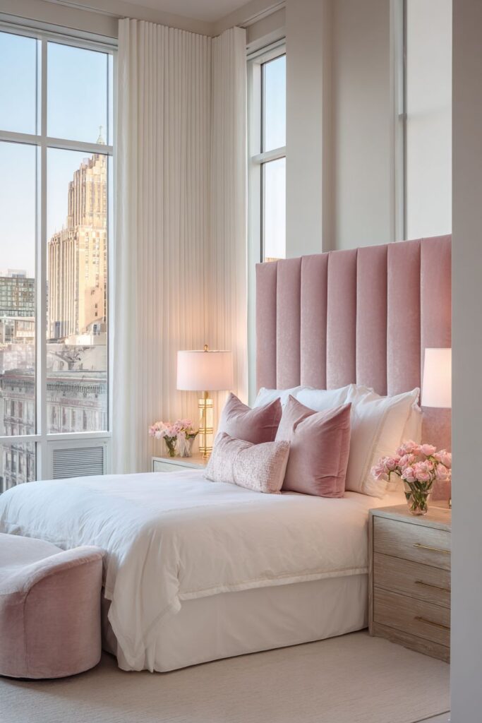 Soft Blush Elegance with Velvet Textures