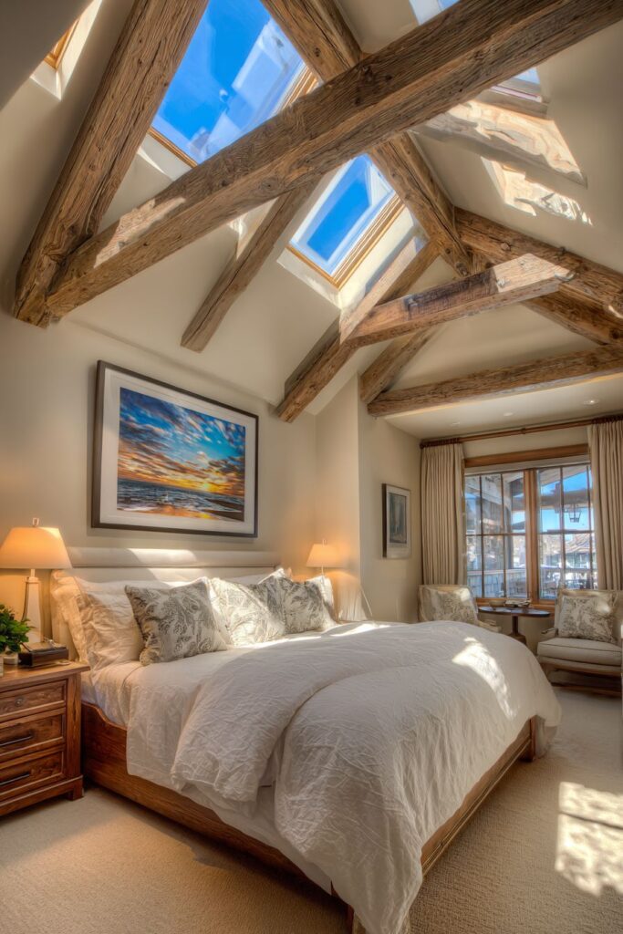 Exposed Beam Serenity with Skylight Drama