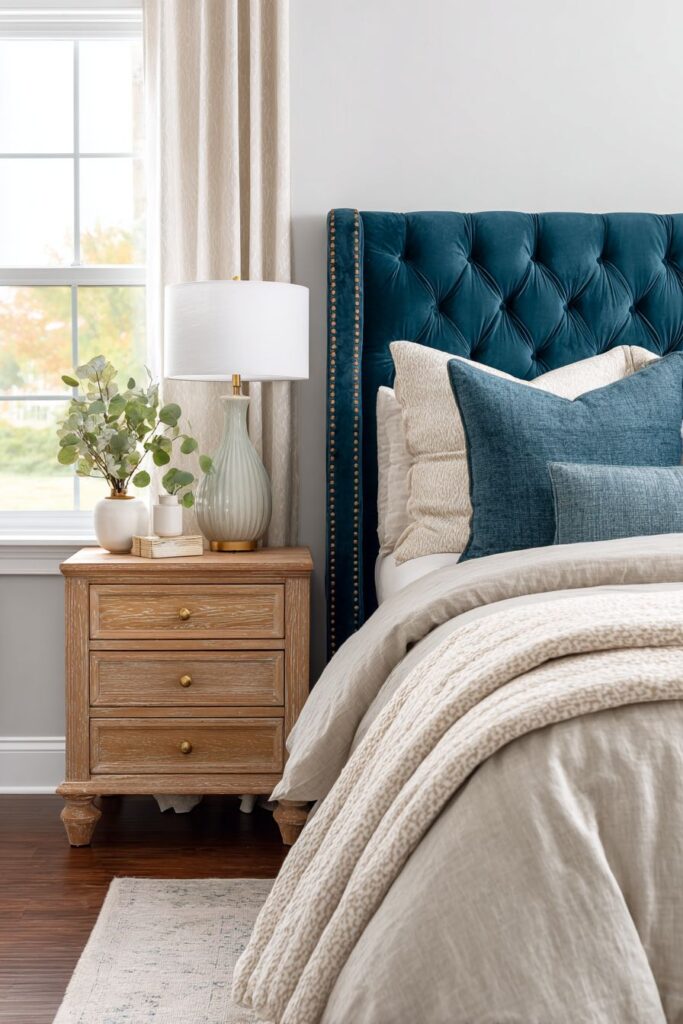 Luxurious Velvet Teal Headboard Haven