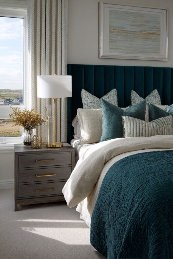 Luxurious Velvet Teal Headboard Haven