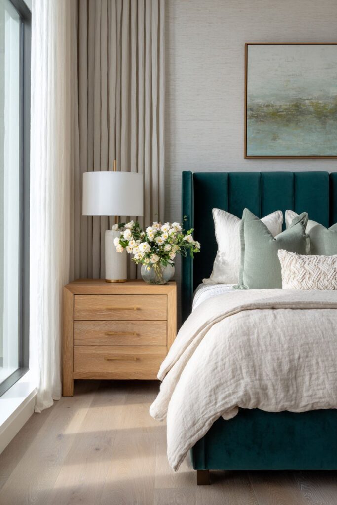 Luxurious Velvet Teal Headboard Haven