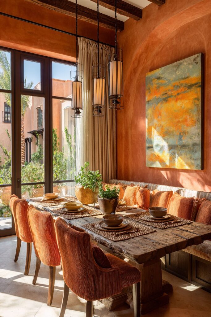 Warm Rustic Wooden Dining Room Haven