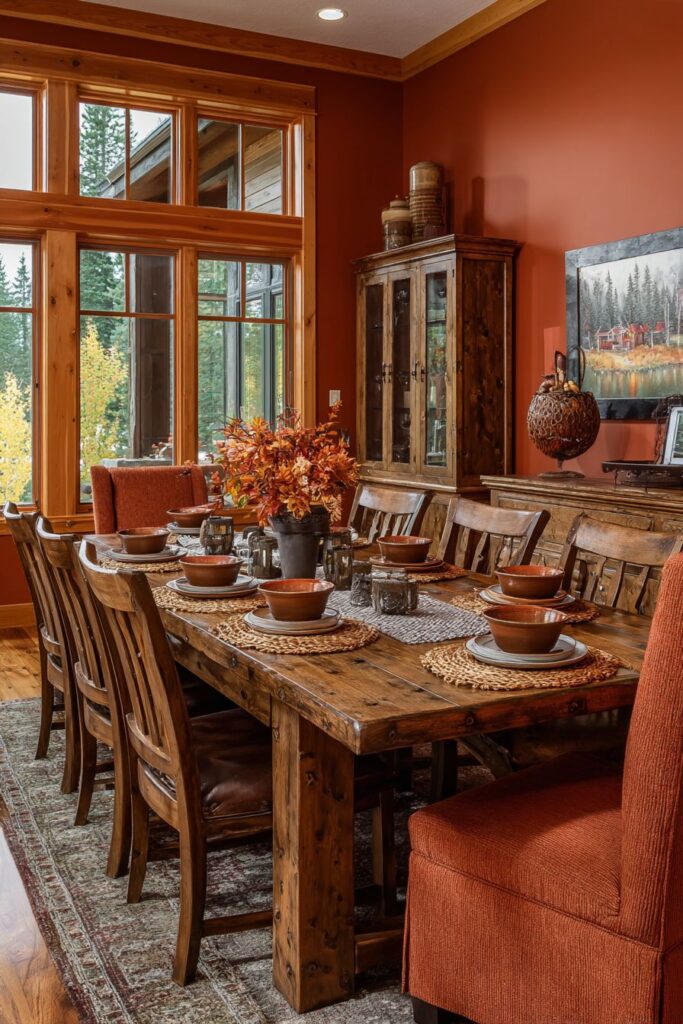 Warm Rustic Wooden Dining Room Haven