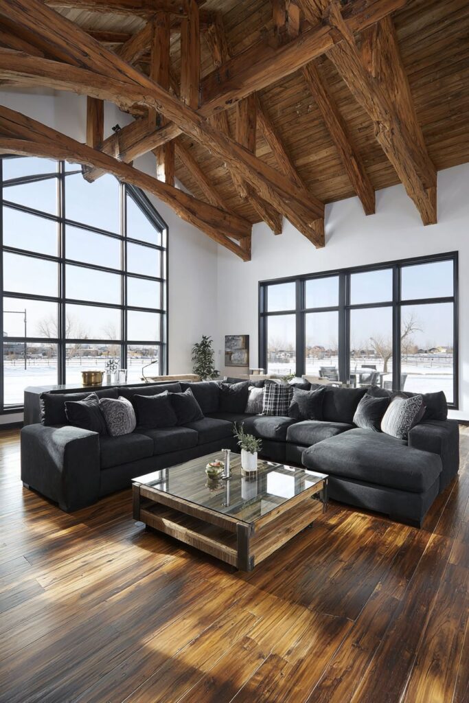 Modern Architectural Drama with White-Painted Beams