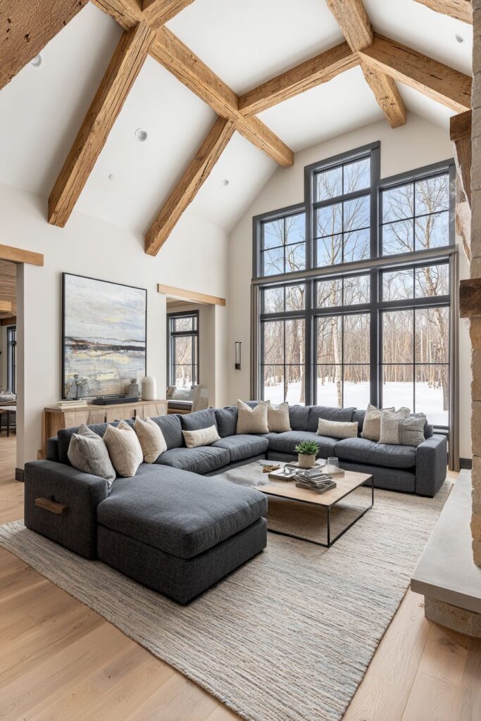 Modern Architectural Drama with White-Painted Beams