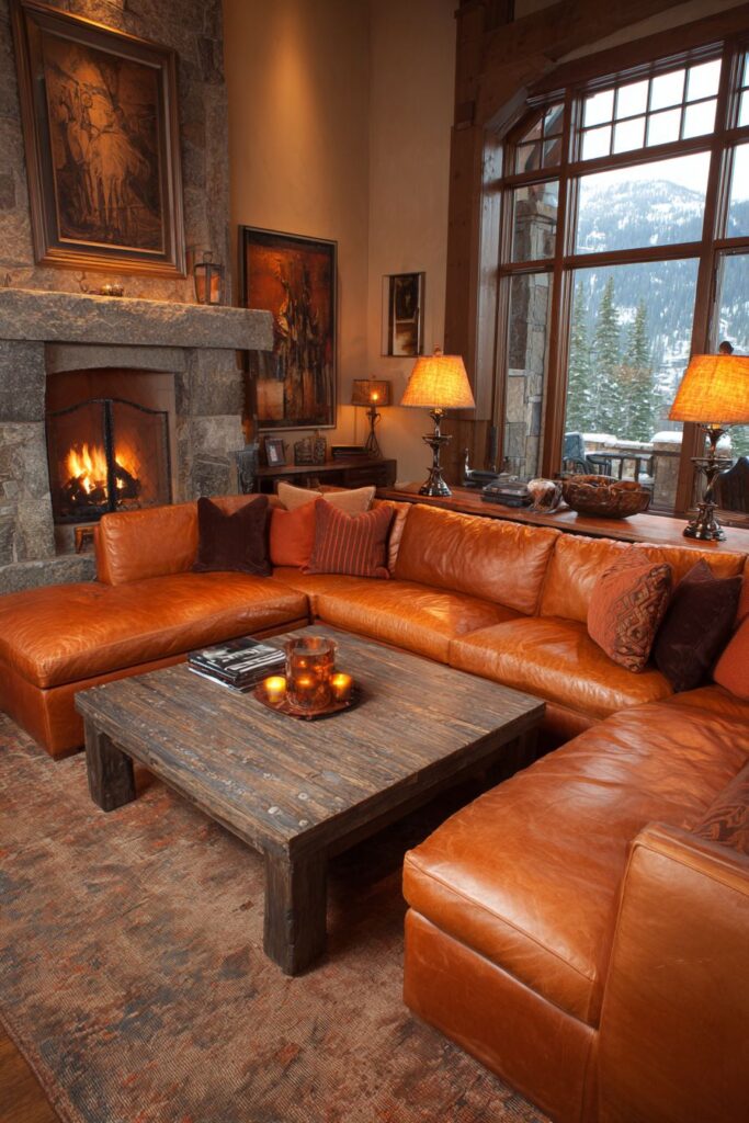 Rich Cognac Leather Sectional Haven