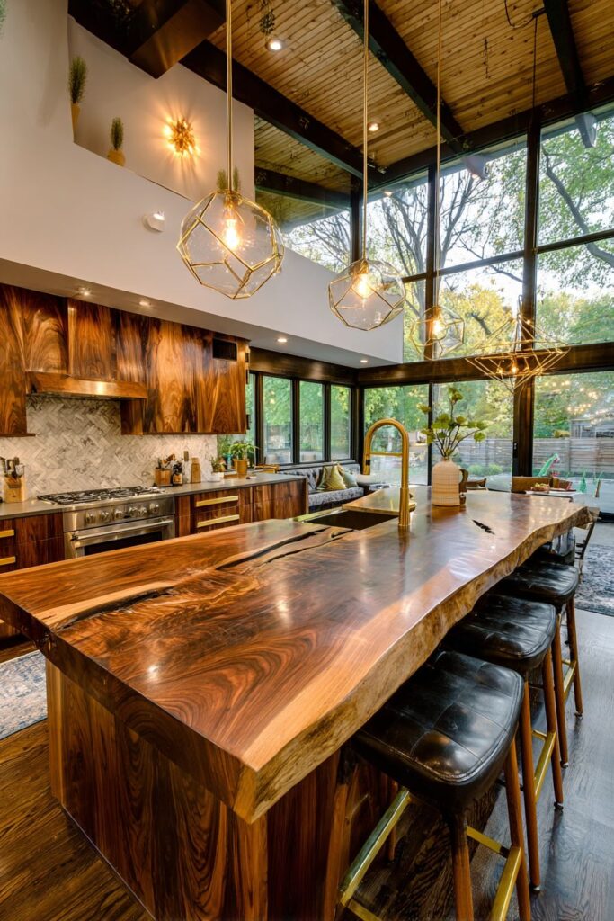 Rich Walnut Cabinetry with Natural Grain Patterns