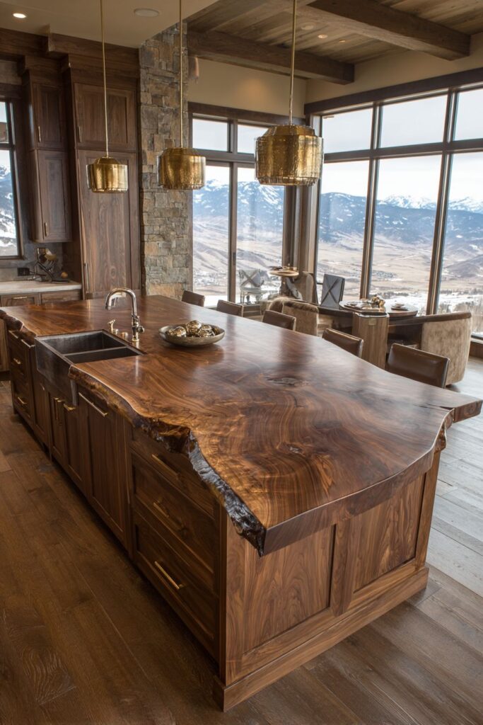 Rich Walnut Cabinetry with Natural Grain Patterns