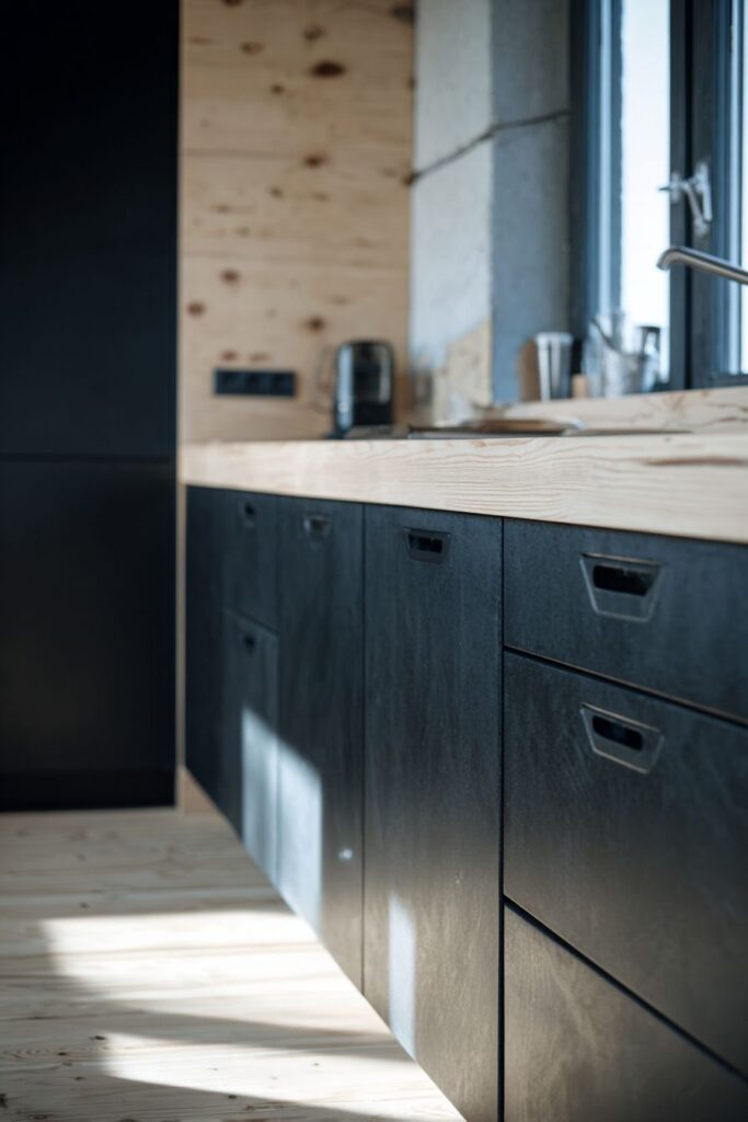 Scandinavian-Inspired Light Wood and Black Minimalism