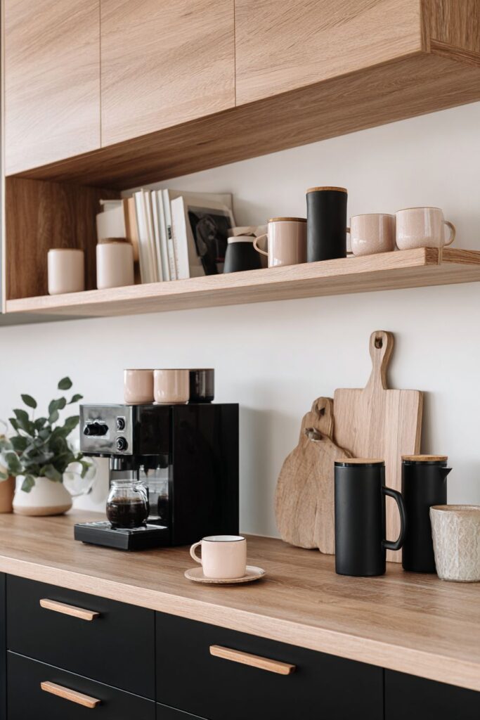 Scandinavian-Inspired Light Wood and Black Minimalism