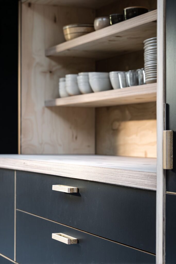 Scandinavian-Inspired Light Wood and Black Minimalism