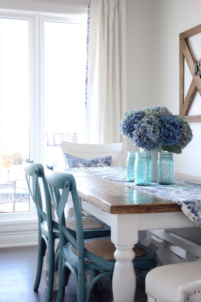 DIY Ombre Blue Painted Dining Set