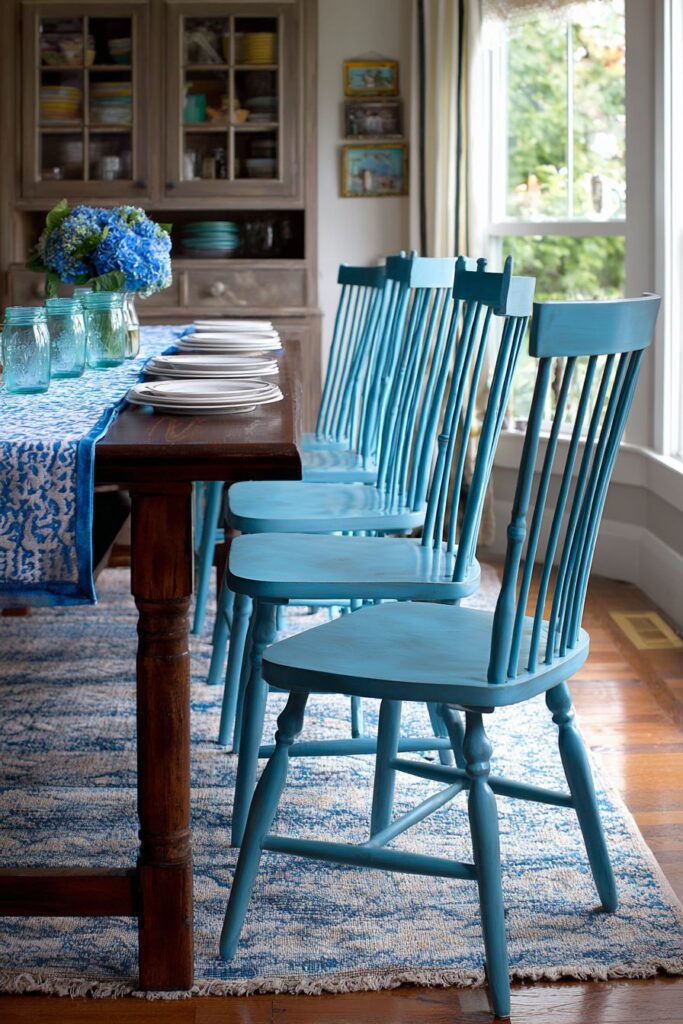 DIY Ombre Blue Painted Dining Set
