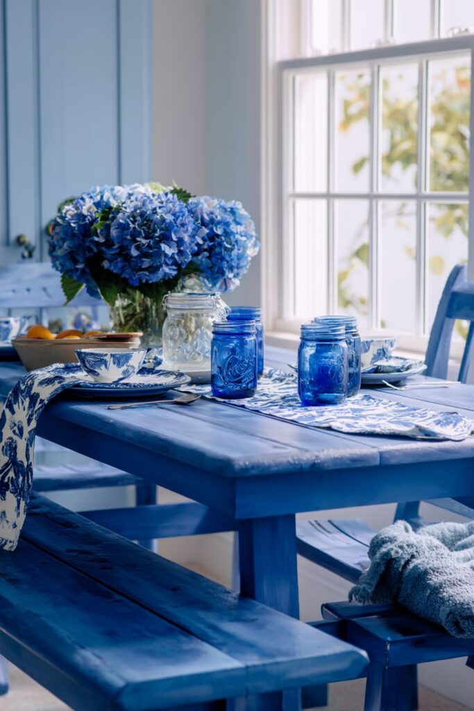 DIY Ombre Blue Painted Dining Set