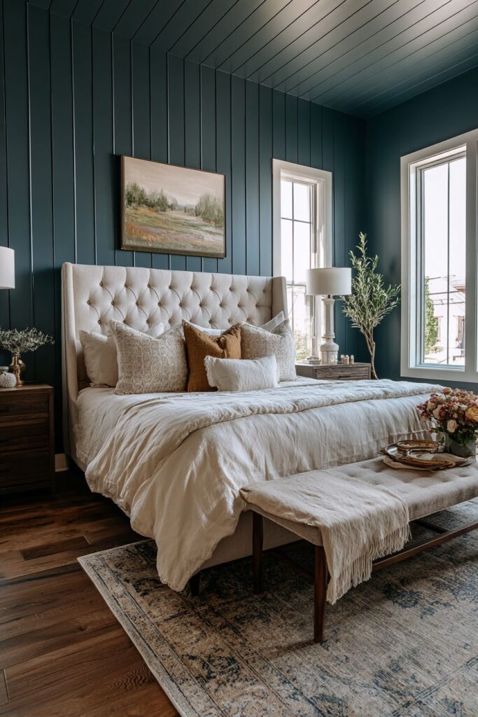 Farmhouse Teal Shiplap Feature Wall
