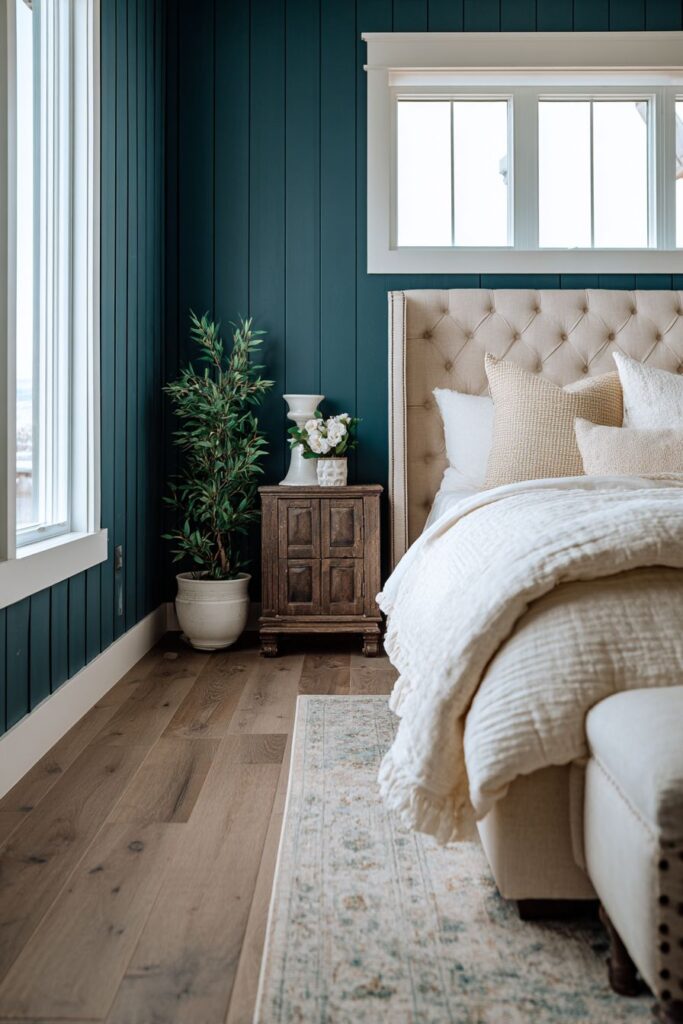 Farmhouse Teal Shiplap Feature Wall