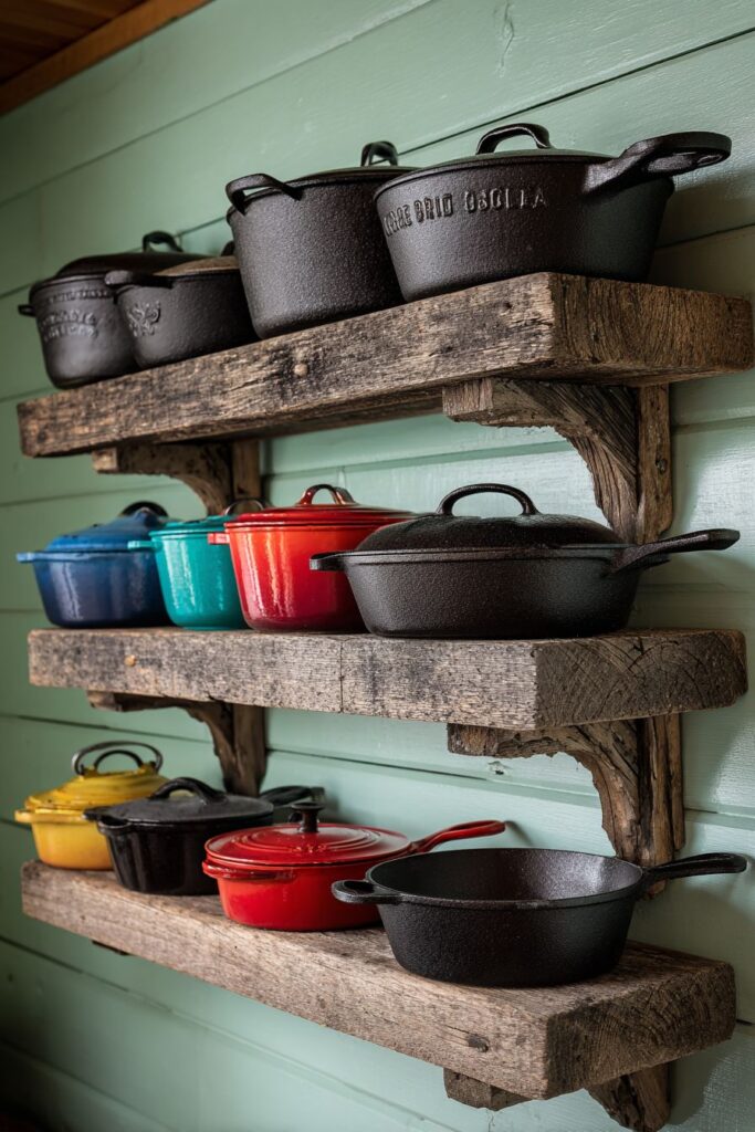 Cast Iron and Enamelware Wall Display