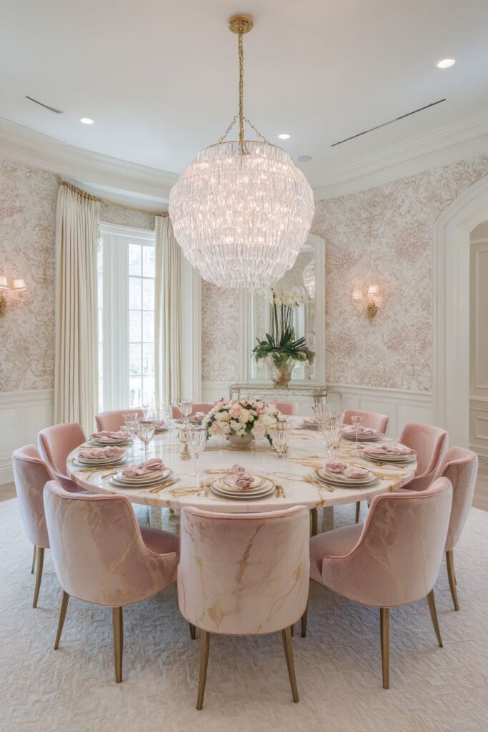 Romantic Marble and Pink Velvet Elegance