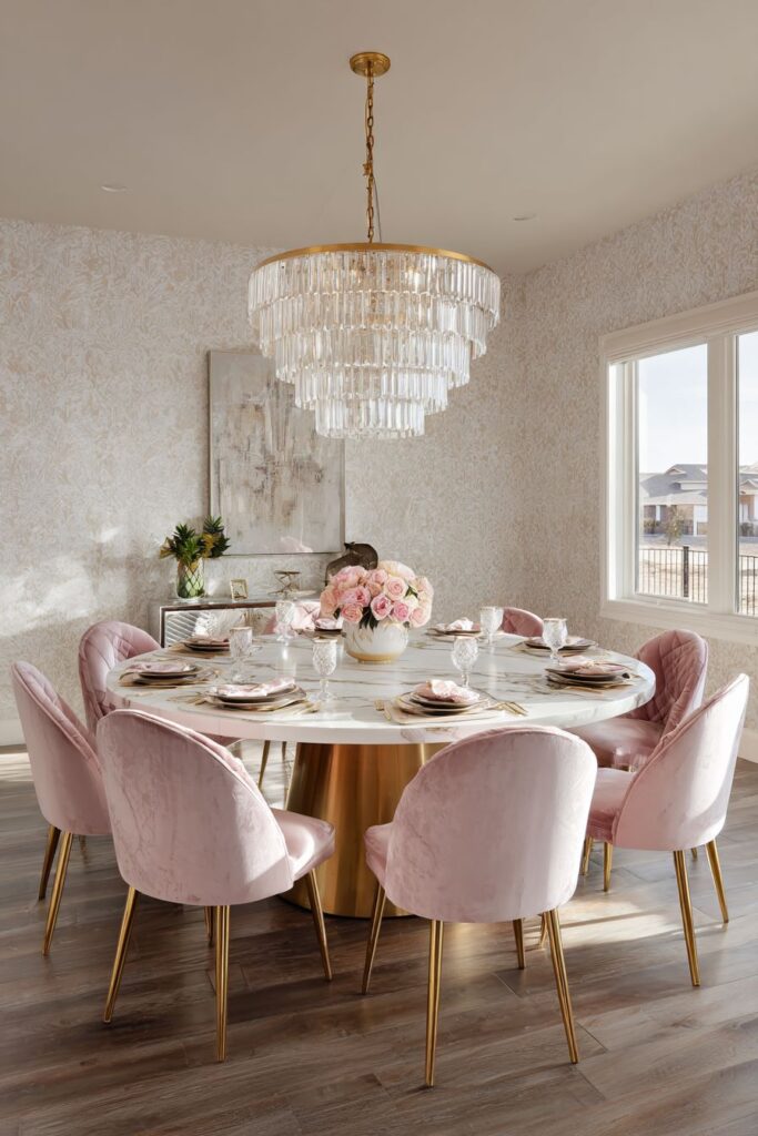 Romantic Marble and Pink Velvet Elegance