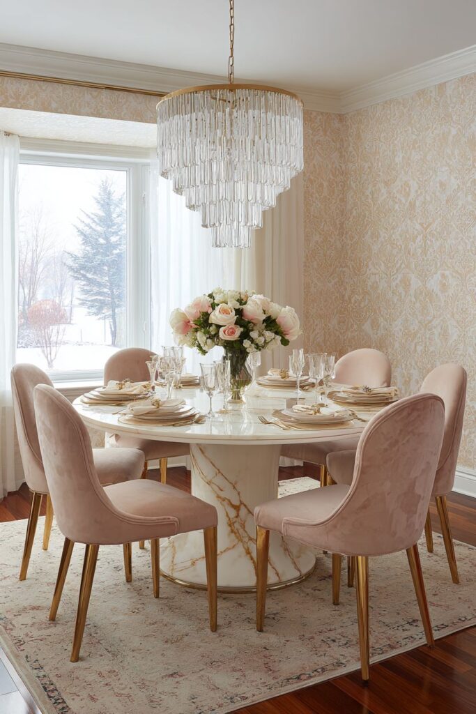 Romantic Marble and Pink Velvet Elegance
