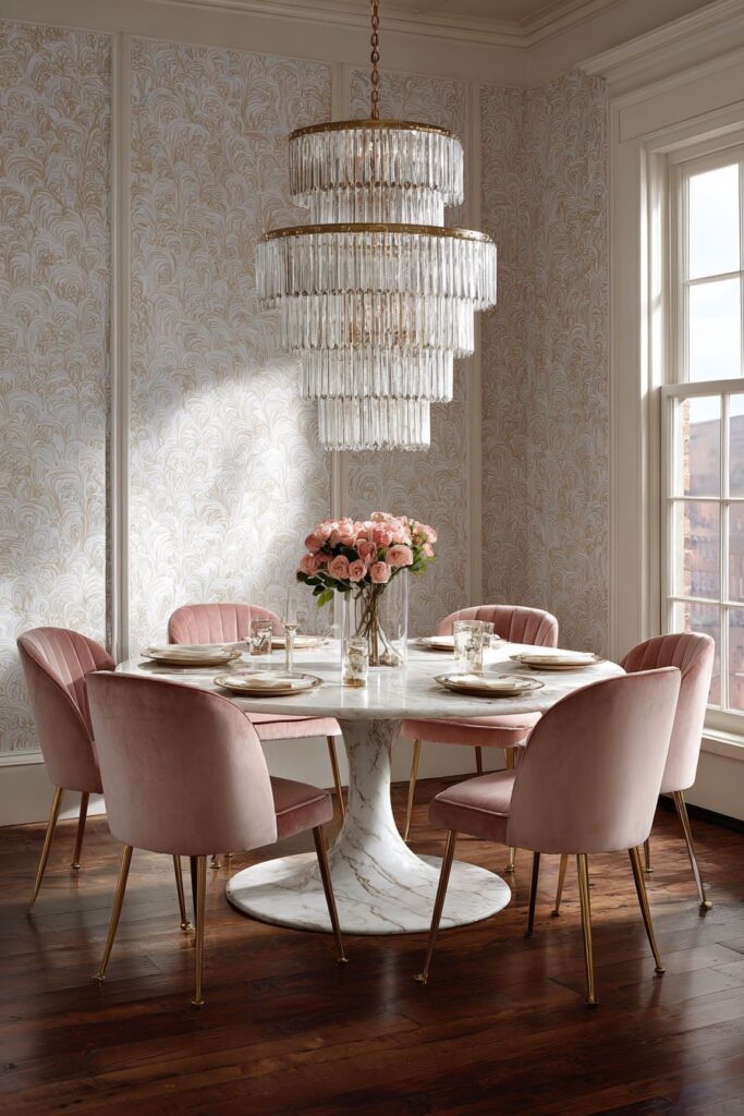 Romantic Marble and Pink Velvet Elegance