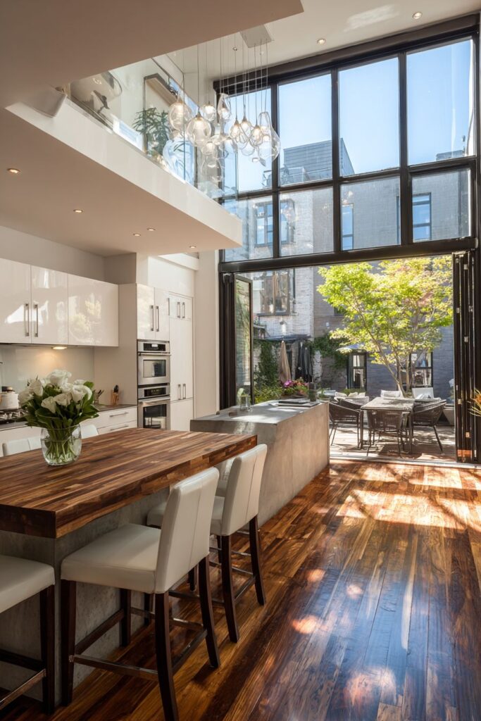 Two-Tier Island with Indoor-Outdoor Connection