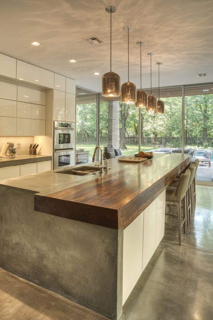 Two-Tier Island with Indoor-Outdoor Connection