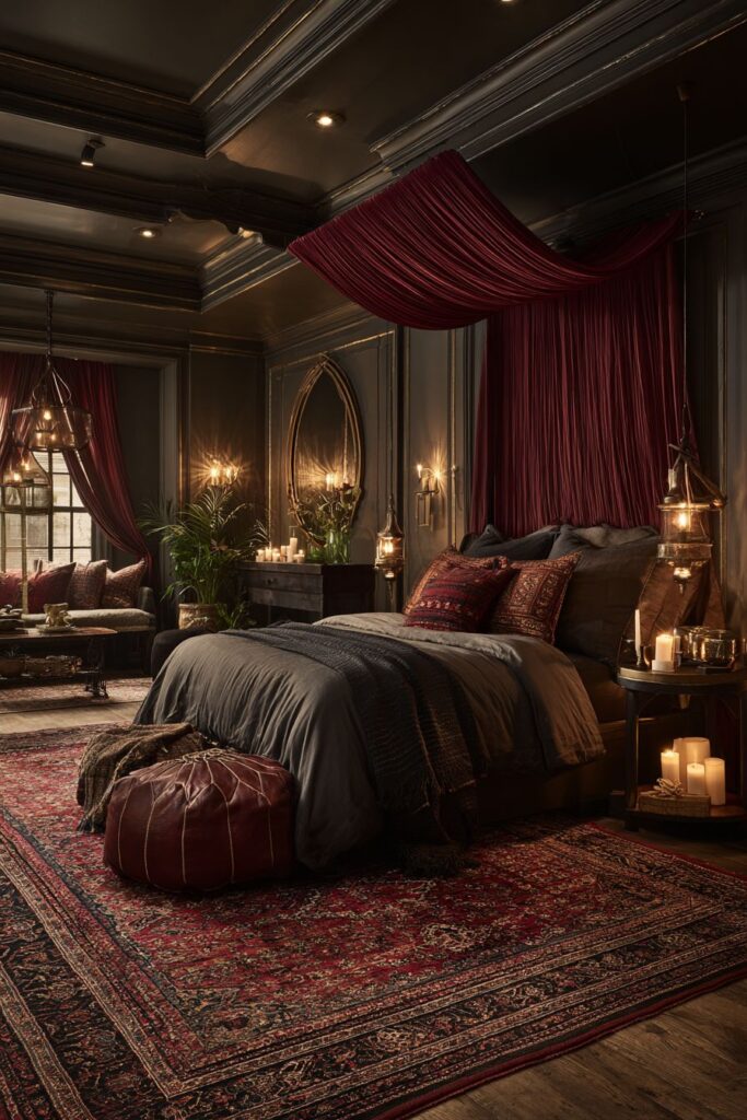 Ceiling Drama with Suspended Silk Canopy