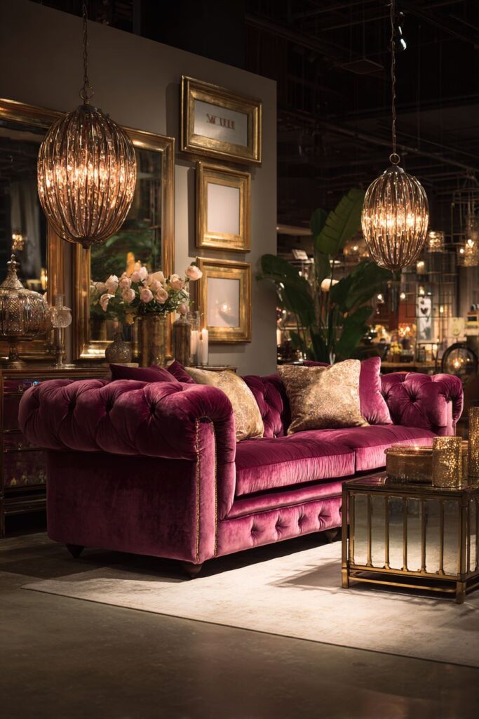 Glamorous Pink Drama with Velvet Chesterfield