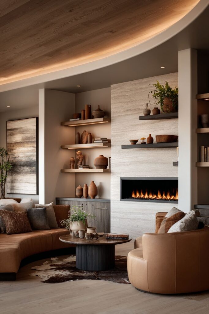 Curved Modern Fireplace Elegance
