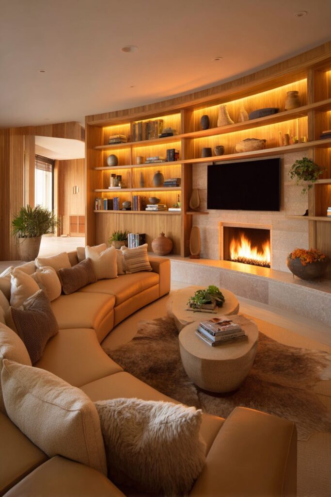 Curved Modern Fireplace Elegance