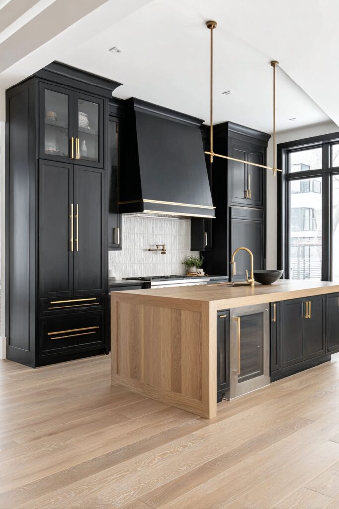 Transitional Design with Natural Oak Island Focal Point