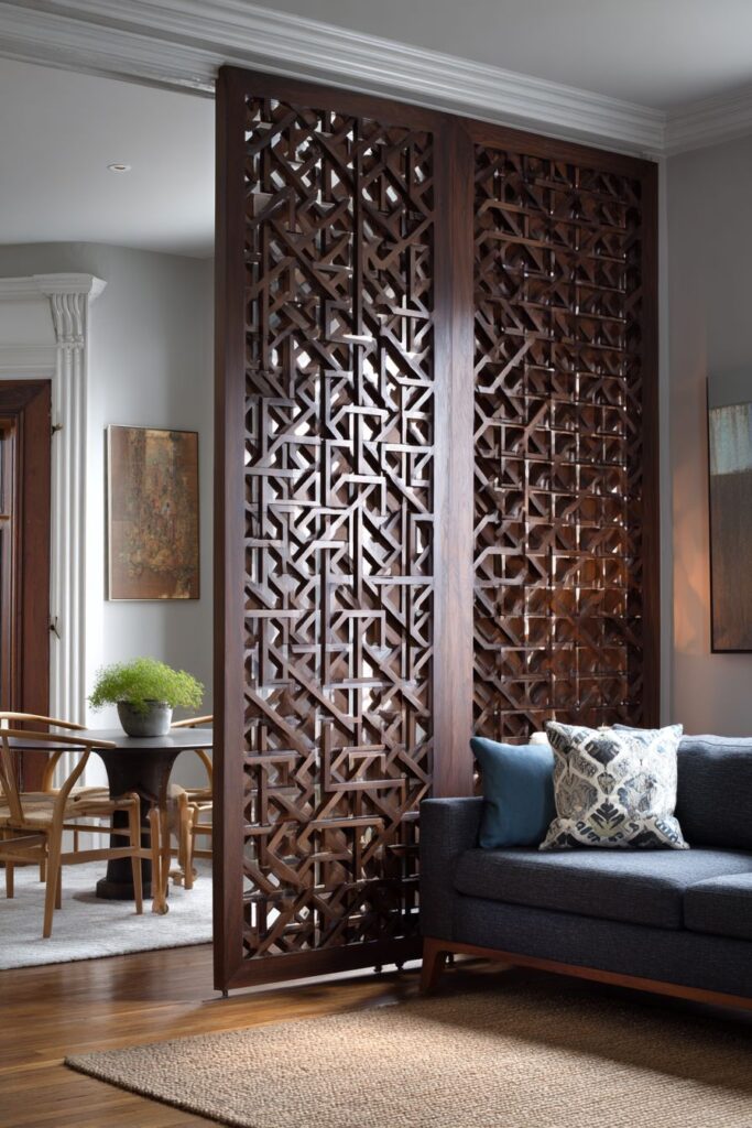 Geometric Room Divider Screen with Flexible Zones