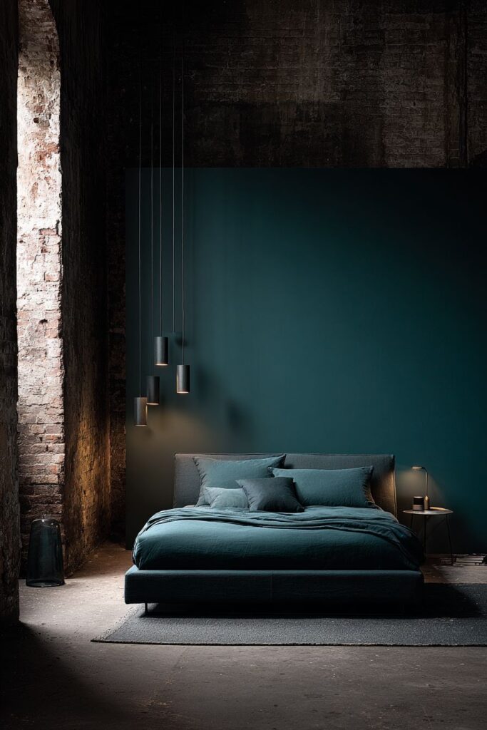 Industrial Loft with Teal Feature Wall