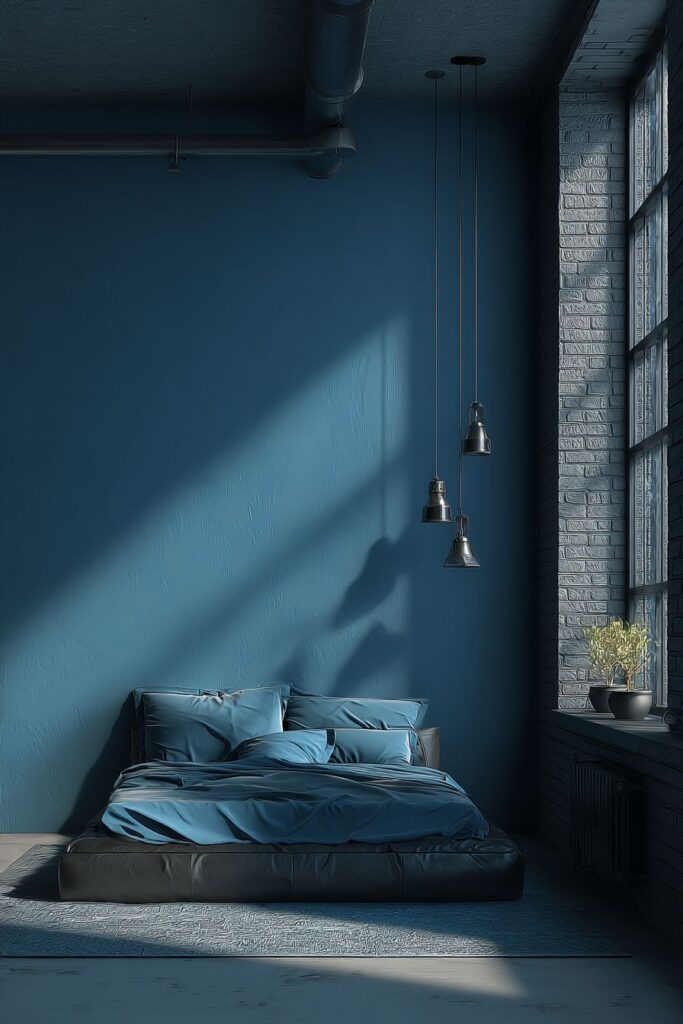 Industrial Loft with Teal Feature Wall
