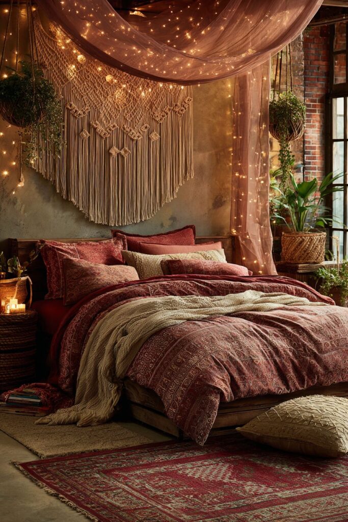 Bohemian Bedroom with Global-Inspired Layers