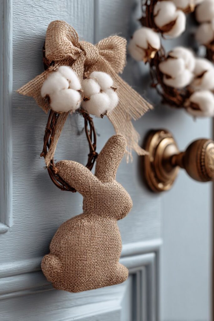 Burlap Bunny Silhouette with Twig Wreath