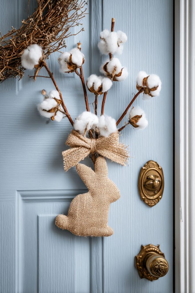 Burlap Bunny Silhouette with Twig Wreath