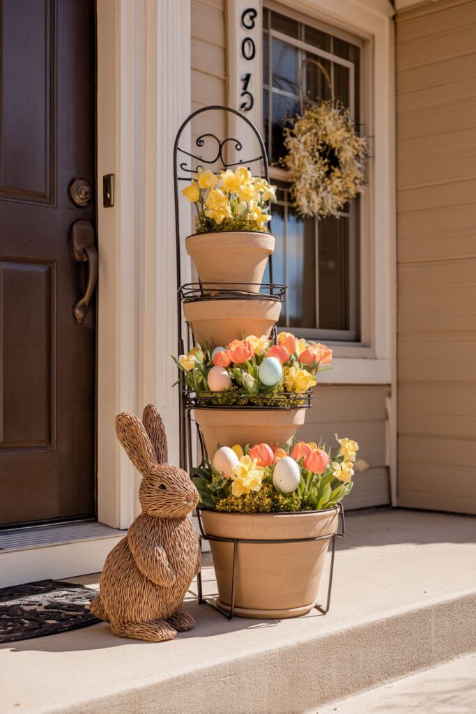 Tiered Plant Stand with Graduated Terra Cotta