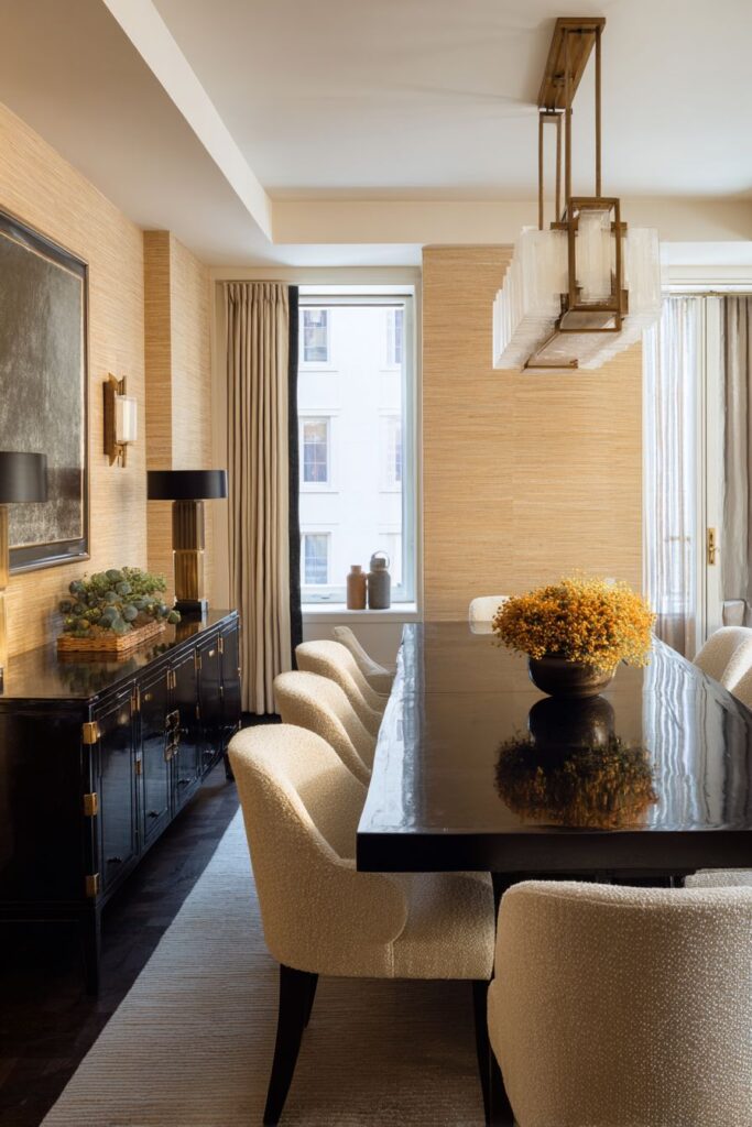 High-Gloss Contrast with Bouclé Texture