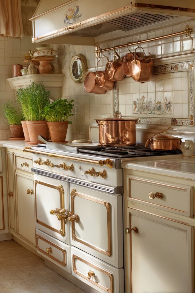 Vintage Chandelier Over Carrara Marble Island