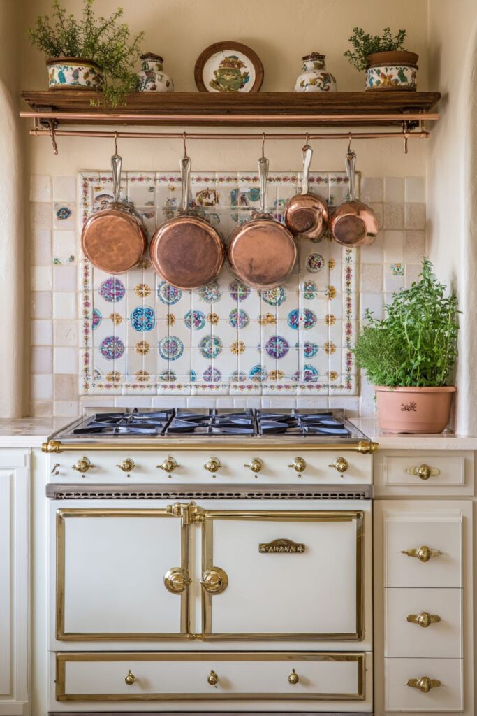 Vintage Chandelier Over Carrara Marble Island