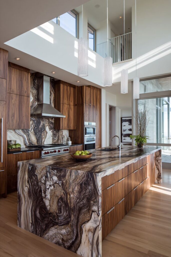 Waterfall Countertop as Sculptural Element